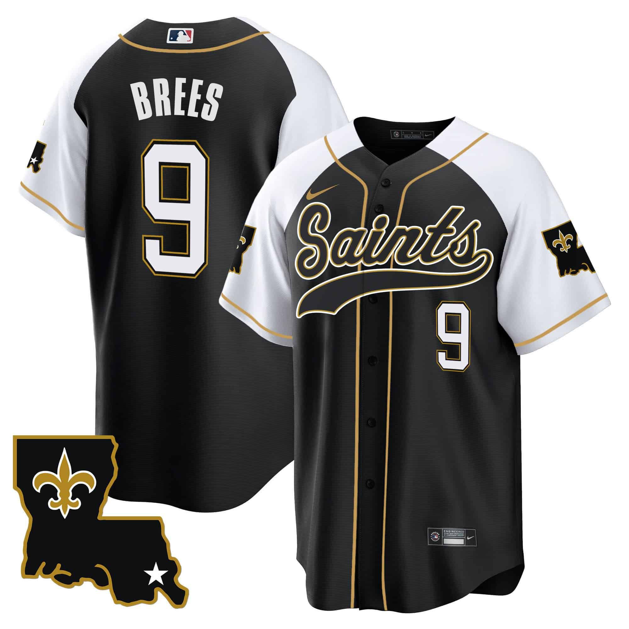 Men New Orleans Saints 9 Brees Black 2024 Nike 1987 Legacy Cool Base NFL Jersey